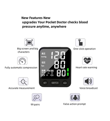 Φιλικό προς το χρήστη W501 LCD σφυγμομανόμετρο για φορητή μέτρηση πίεσης αίματος καρπού